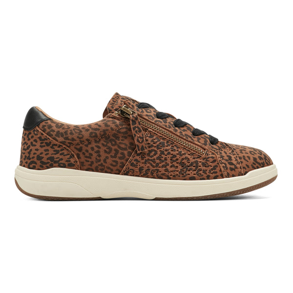 earth shoes Netta Round Toe Casual Lace-up Sneakers Leopard