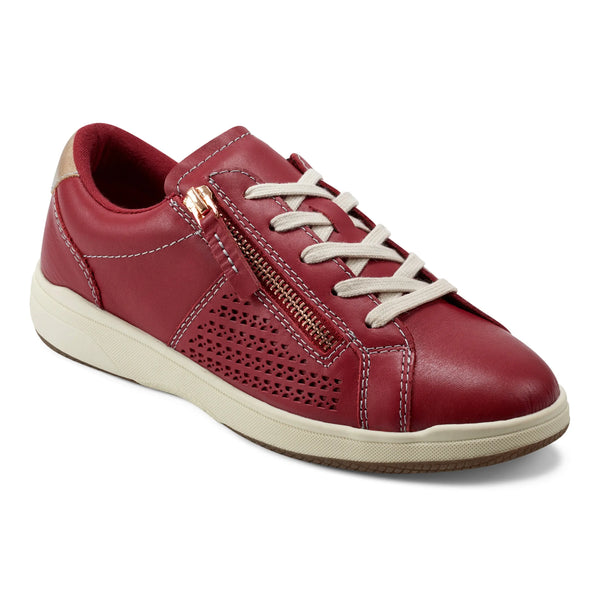 Earth Shoes Netta Round Toe Casual Lace-up Sneakers Medium Red