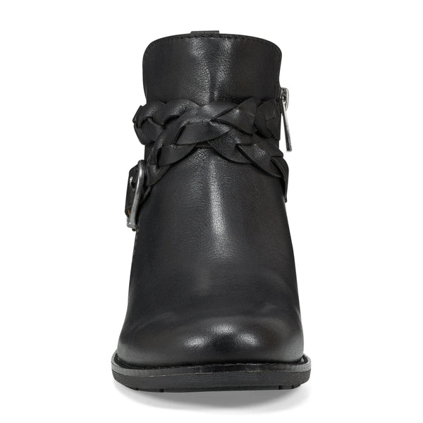 Earth Shoes Nicole Round Toe Stacked Heel Casual Booties Black