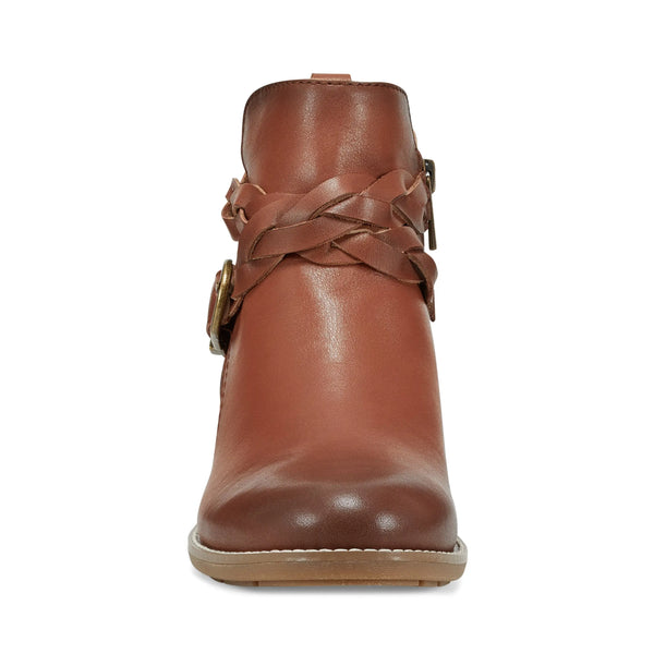 Earth Shoes Nicole Round Toe Stacked Heel Casual Booties Medium Brown