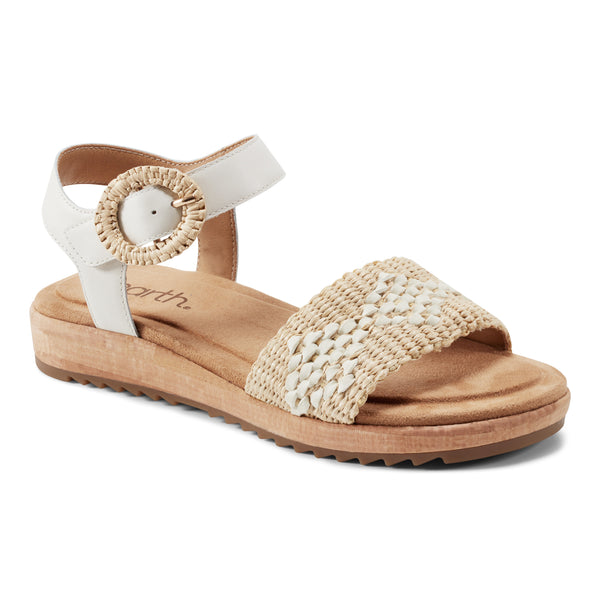 Earth Shoes Padma Square Toe Platform Casual Sandals Ivory