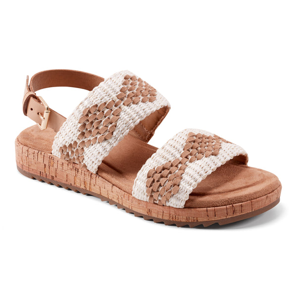 Earth Shoes Patricia Open Toe Slingback Casual Sandals Ivory/Natural