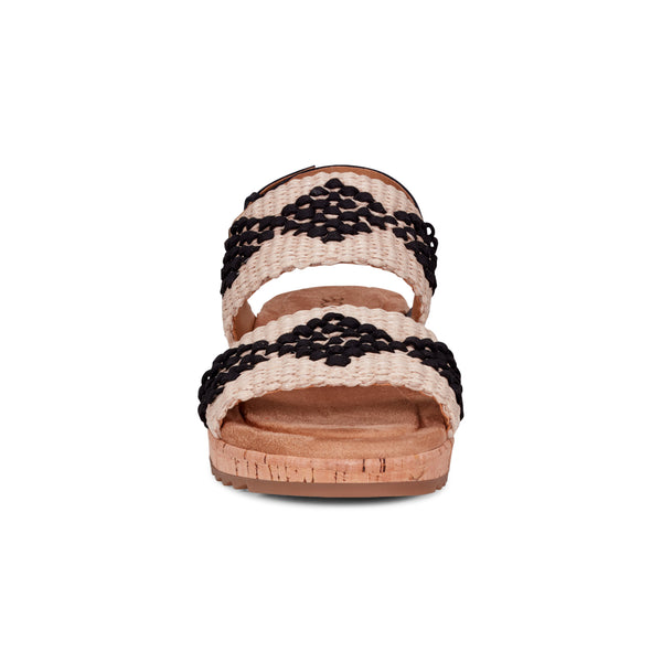 Earth Shoes Patricia Open Toe Slingback Casual Sandals Natural/Black