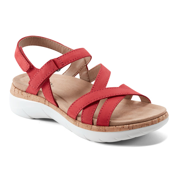 Earth Shoes Rosie Open Toe Strappy Flat Casual Sandals Medium Red