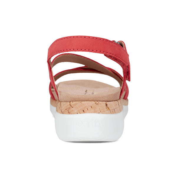Earth Shoes Rosie Open Toe Strappy Flat Casual Sandals Medium Red