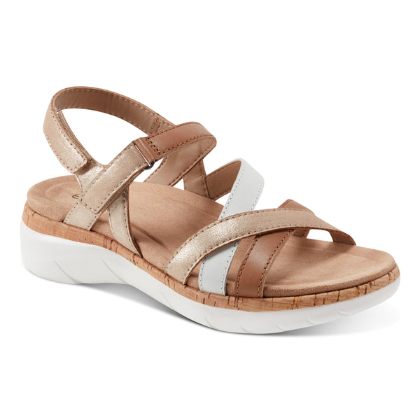 Earth Shoes Rosie Open Toe Strappy Flat Casual Sandals Natural Multi