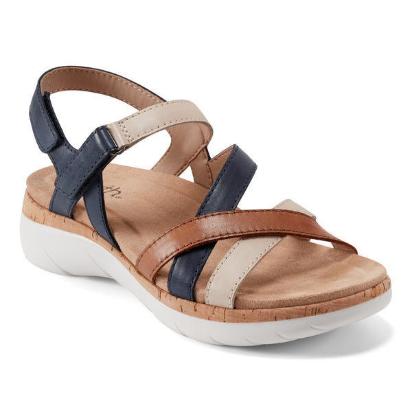 Earth Shoes Rosie Open Toe Strappy Flat Casual Sandals Natural Multi