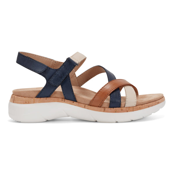 earth shoes Rosie Open Toe Strappy Flat Casual Sandals Natural Multi