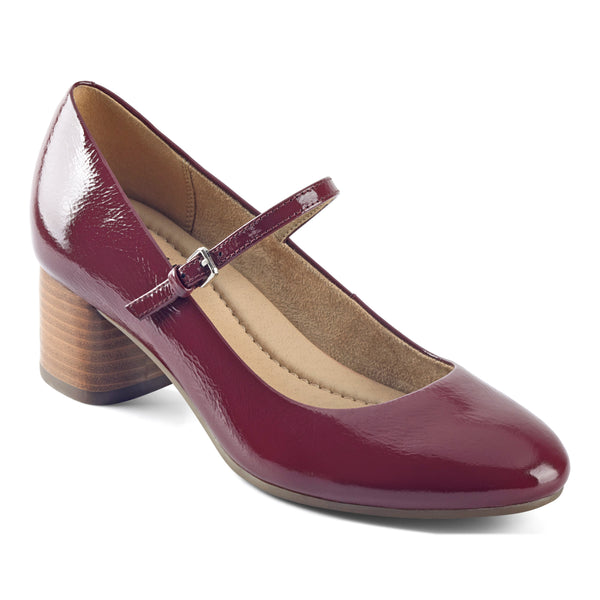 Earth Shoes Rumer Mary Jane Block Heel Dress Pumps Medium Red