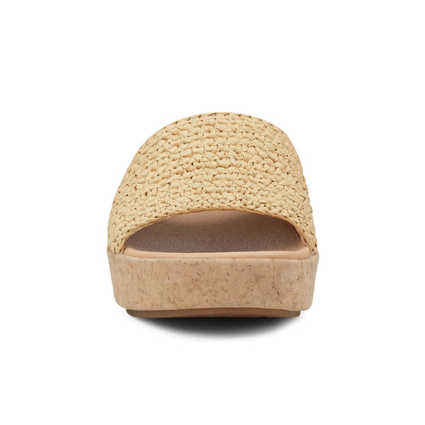 Earth Shoes Sachan Casual Slip-on Wedge Platform Sandals Light Natural Rafia