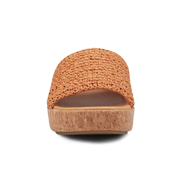 Earth Shoes Sachan Casual Slip-on Wedge Platform Sandals Orange