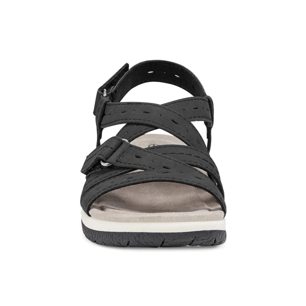 Earth Shoes Samsin Round Toe Strappy Casual Flat Sandals Black
