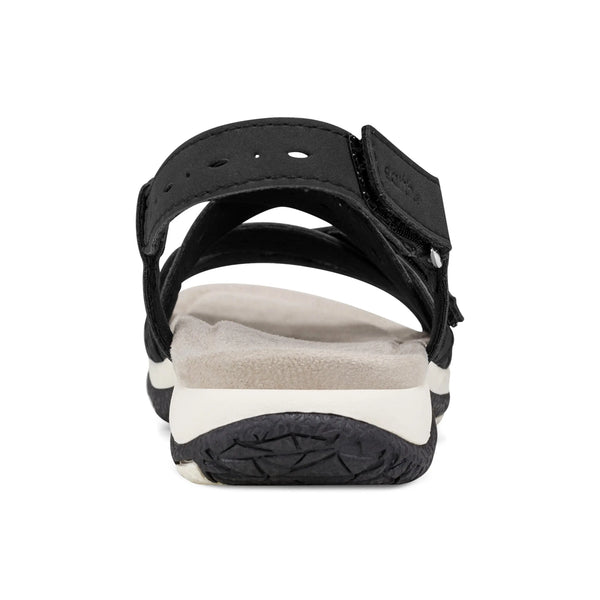 Earth Shoes Samsin Round Toe Strappy Casual Flat Sandals Black