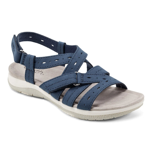 Earth Shoes Samsin Round Toe Strappy Casual Flat Sandals Dark Blue