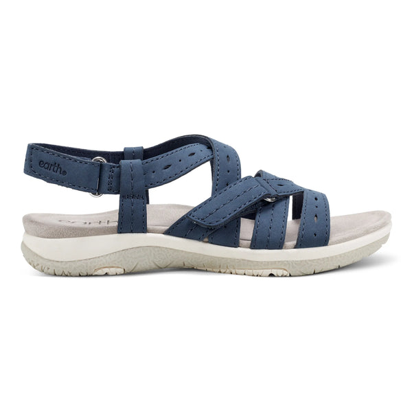 earth shoes Samsin Round Toe Strappy Casual Flat Sandals Dark Blue