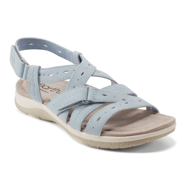 Earth Shoes Samsin Round Toe Strappy Casual Flat Sandals Light Blue
