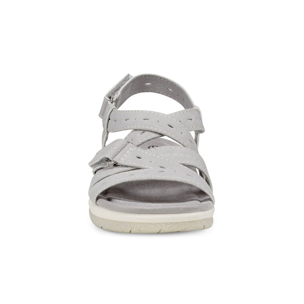 Earth Shoes Samsin Round Toe Strappy Casual Flat Sandals Light Gray