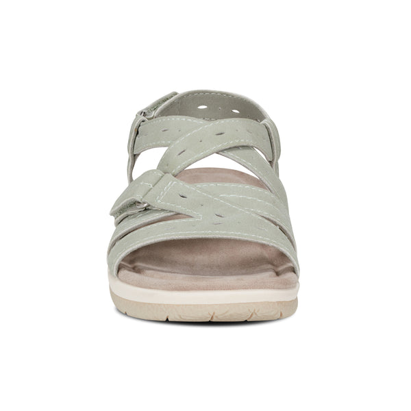 Earth Shoes Samsin Round Toe Strappy Casual Flat Sandals Light Green