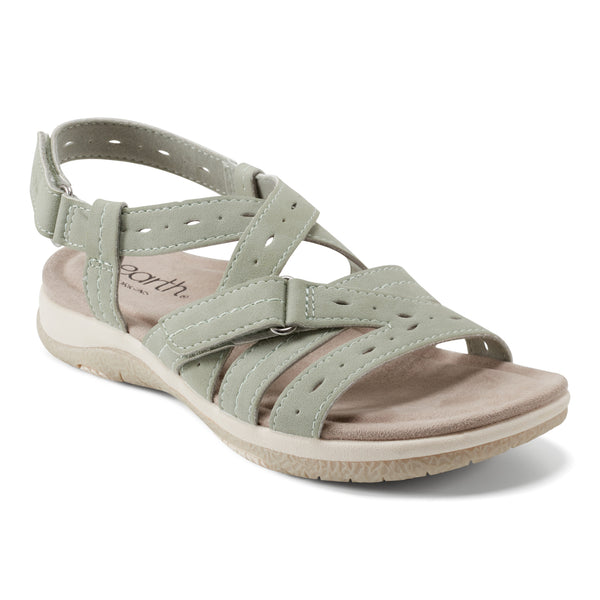 Earth Shoes Samsin Round Toe Strappy Casual Flat Sandals Light Green