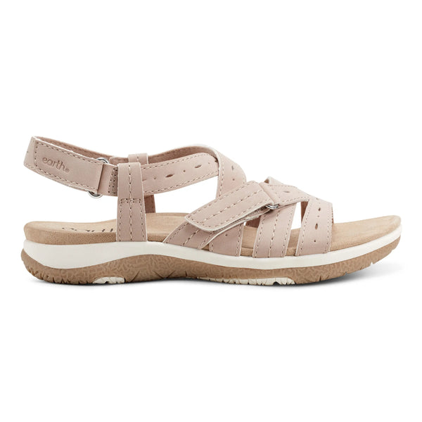 earth shoes Samsin Round Toe Strappy Casual Flat Sandals Light Pink