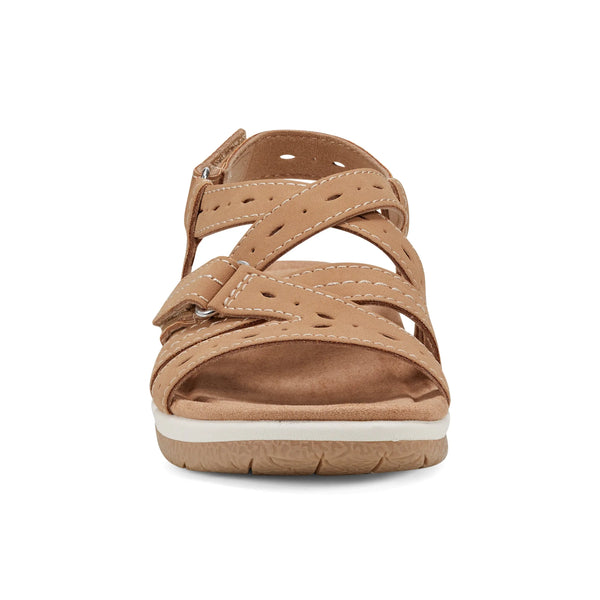 Earth Shoes Samsin Round Toe Strappy Casual Flat Sandals Medium Natural