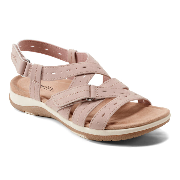 Earth Shoes Samsin Round Toe Strappy Casual Flat Sandals Pink