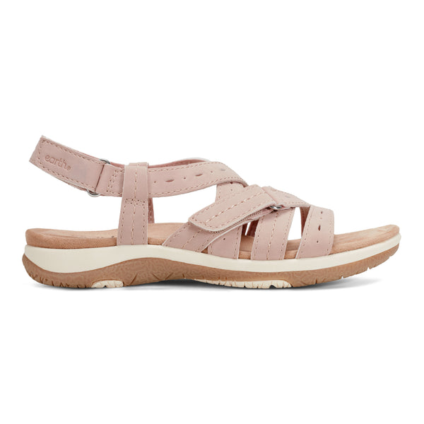 earth shoes Samsin Round Toe Strappy Casual Flat Sandals Pink