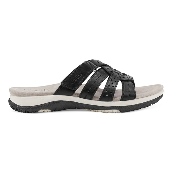earth shoes Sassoni Strappy Casual Slip-On Flat Sandals Black