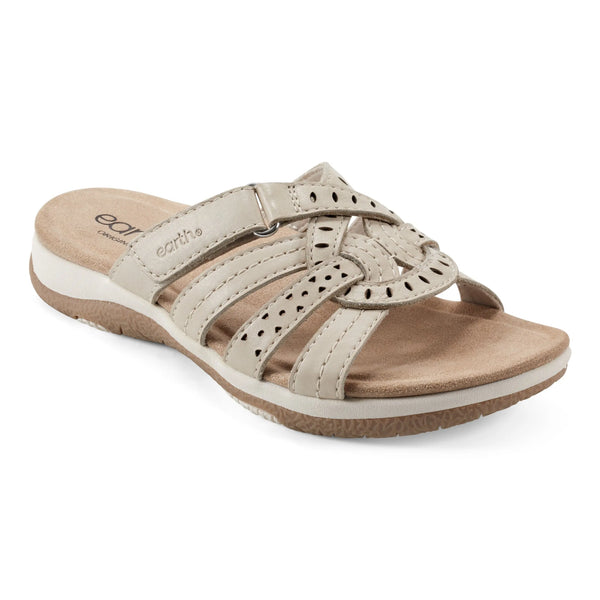 Earth Shoes Sassoni Strappy Casual Slip-On Flat Sandals Ivory