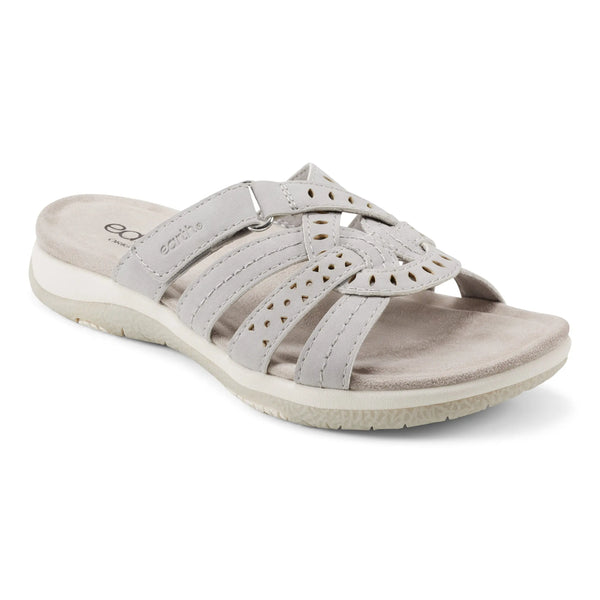 Earth Shoes Sassoni Strappy Casual Slip-On Flat Sandals Light Gray