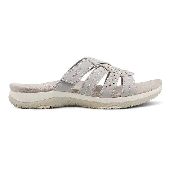 earth shoes Sassoni Strappy Casual Slip-On Flat Sandals Light Gray
