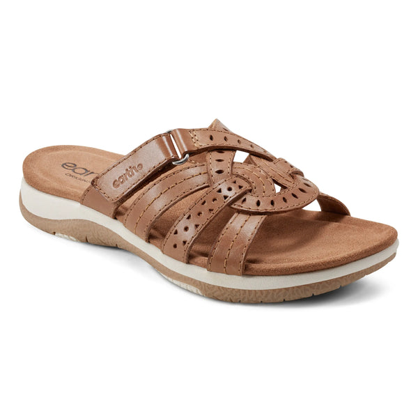 Earth Shoes Sassoni Strappy Casual Slip-On Flat Sandals Medium Natural
