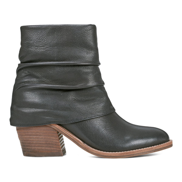 earth shoes Savvy Block Heel Ruched Casual Booties Black