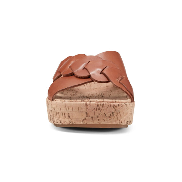 Earth Shoes Scotti Casual Slip-on Wedge Platform Sandals Dark Natural