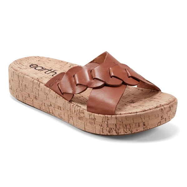Earth Shoes Scotti Casual Slip-on Wedge Platform Sandals Dark Natural