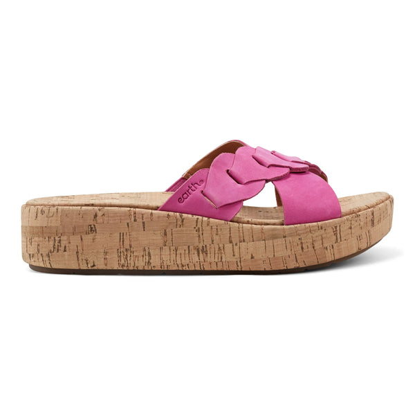 earth shoes Scotti Casual Slip-on Wedge Platform Sandals Dark Pink