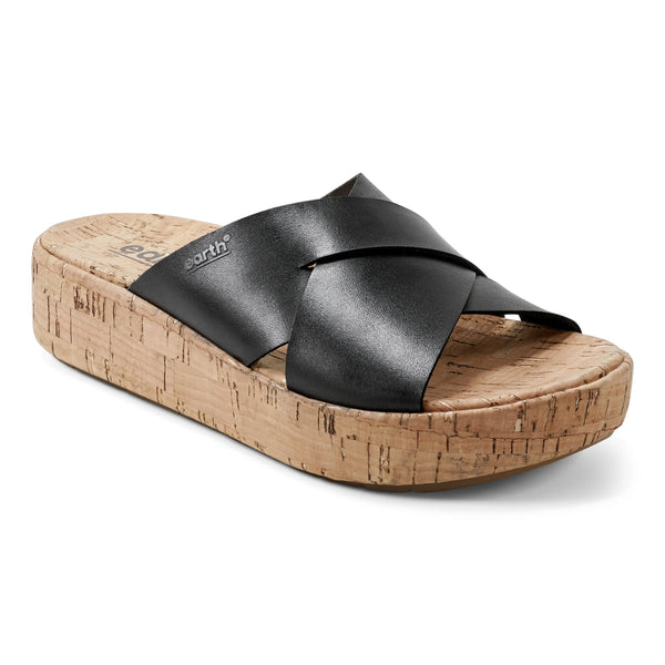 Earth Shoes Scout Casual Slip-on Wedge Platform Sandals Black