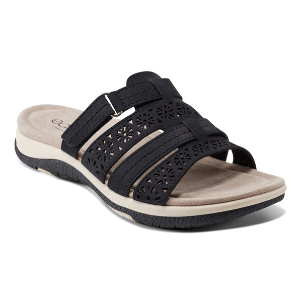 Earth Shoes Sinci Square Toe Slip-on Casual Sandals Black