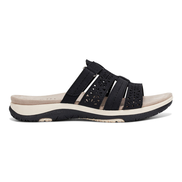 earth shoes Sinci Square Toe Slip-on Casual Sandals Black