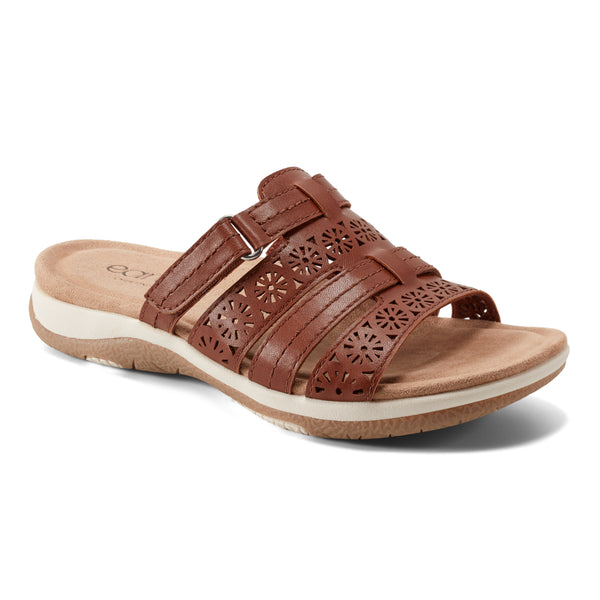 Earth Shoes Sinci Square Toe Slip-on Casual Sandals Medium Brown