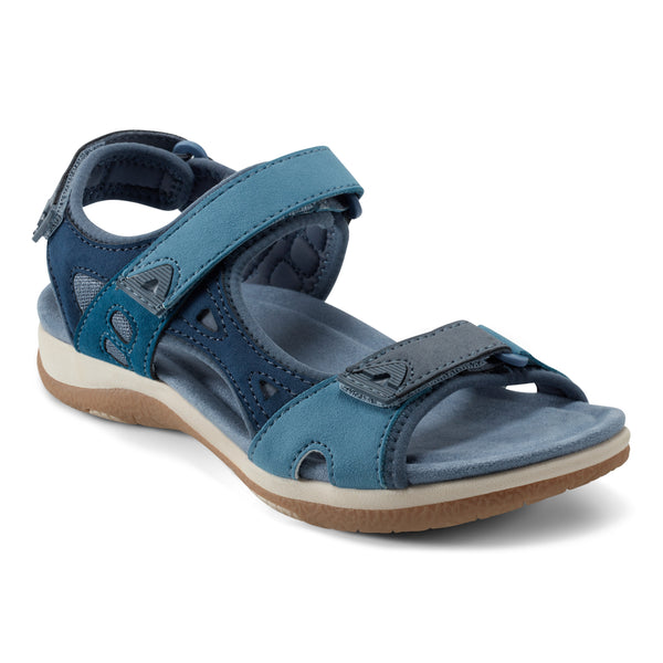 Earth Shoes Skylar Round Toe Lightweight Casual Flat Sandals Blue Multi
