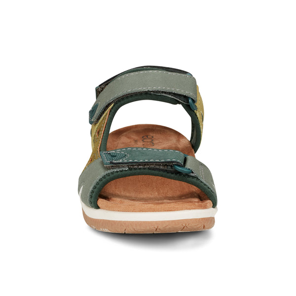 Earth Shoes Skylar Round Toe Lightweight Casual Flat Sandals Dark Green