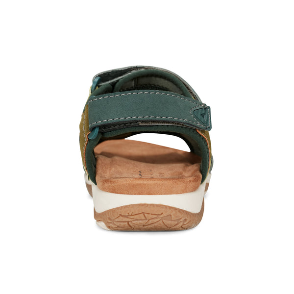 Earth Shoes Skylar Round Toe Lightweight Casual Flat Sandals Dark Green