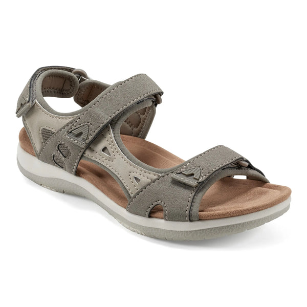 Earth Shoes Skylar Round Toe Lightweight Casual Flat Sandals Light Gray