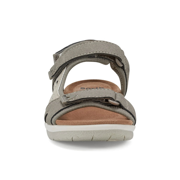 Earth Shoes Skylar Round Toe Lightweight Casual Flat Sandals Light Gray