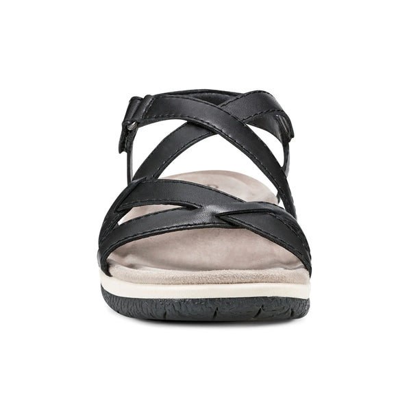 Earth Shoes Sterling Casual Strappy Round Toe Flat Sandals Black