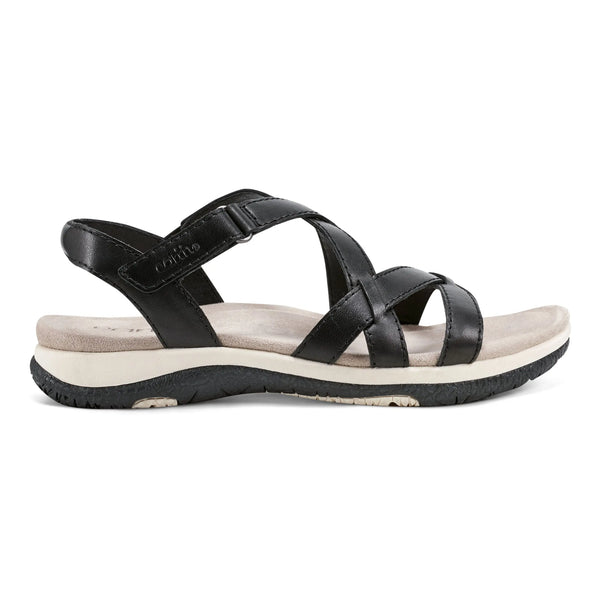 earth shoes Sterling Casual Strappy Round Toe Flat Sandals Black
