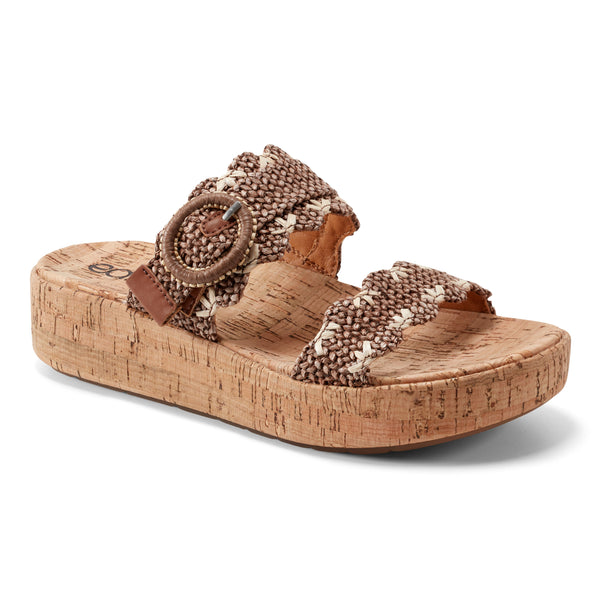 Earth Shoes Subtle Slip-on Casual Platform Wedge Sandals Brown