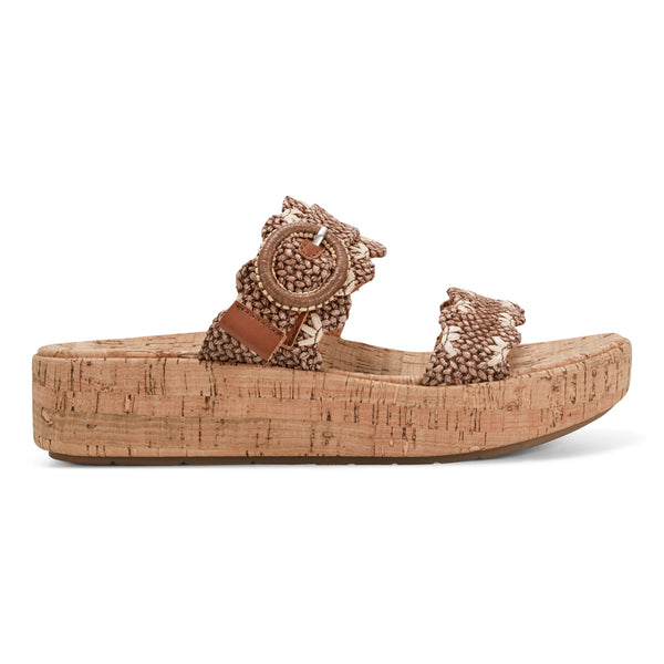 earth shoes Subtle Slip-on Casual Platform Wedge Sandals Brown