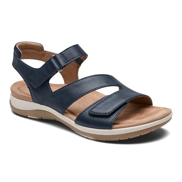 Earth Shoes Sureal Casual Strappy Round Toe Flat Sandals Dark Blue
